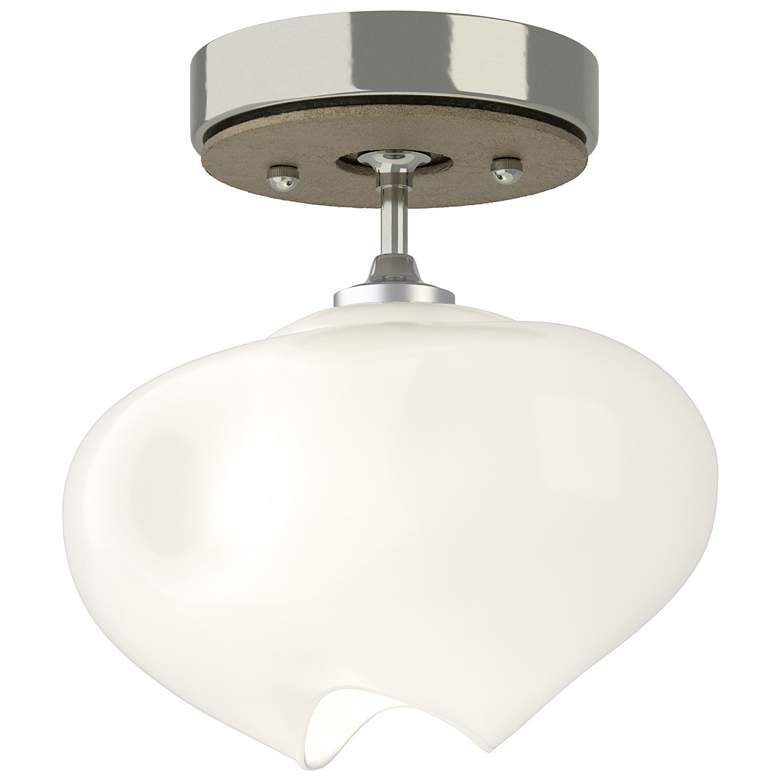 Image 1 Ume 6.3" Wide Soft Gold Accented Sterling Semi-Flush With Frosted Glas