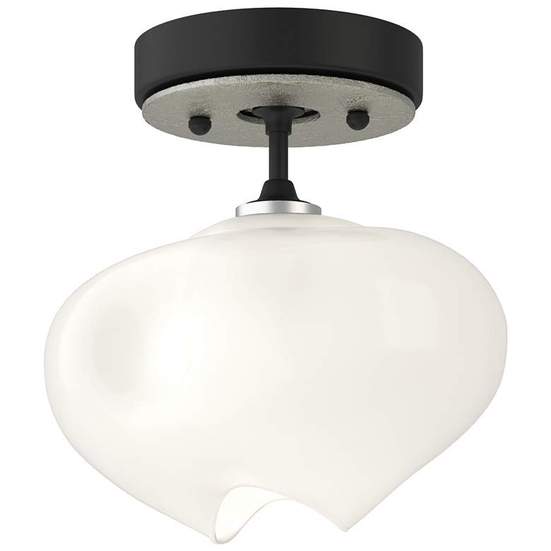 Image 1 Ume 6.3" Wide Sterling Accented Black Semi-Flush With Frosted Glass