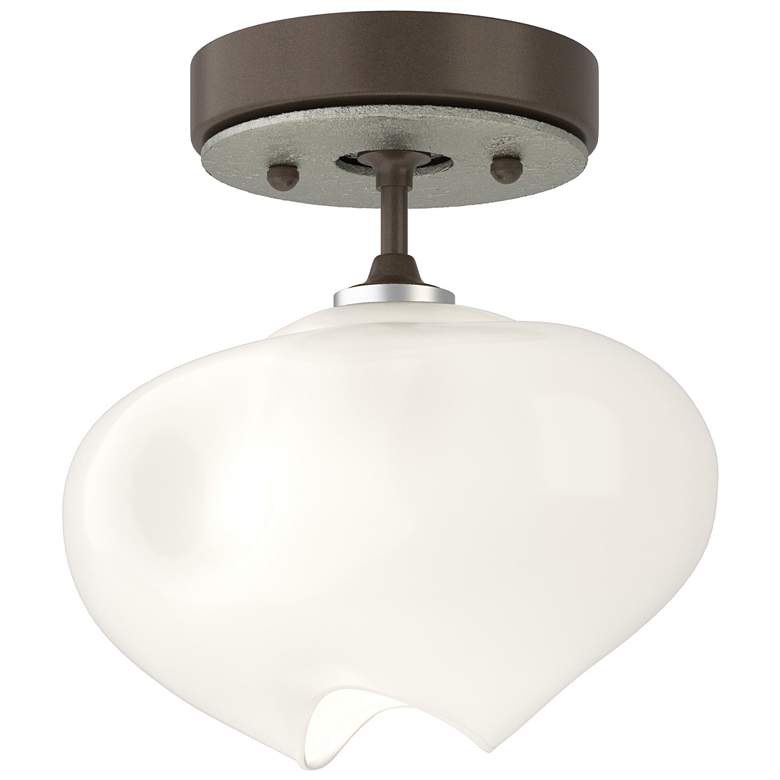 Image 1 Ume 6.3" Wide Sterling Accented Bronze Semi-Flush With Frosted Glass
