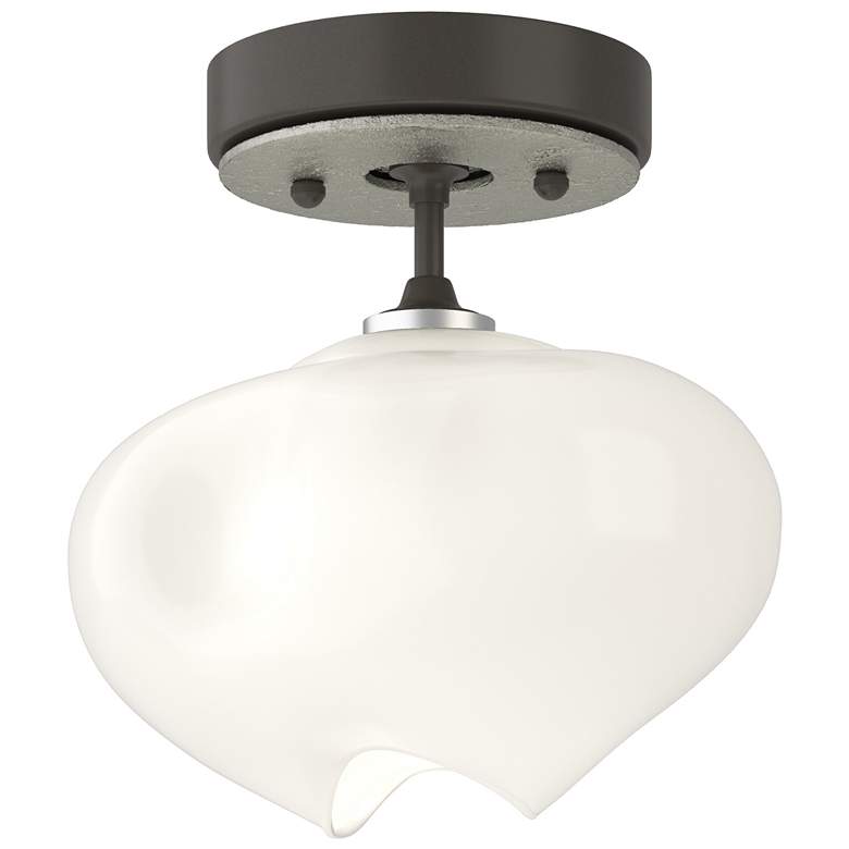 Image 1 Ume 6.3 inch Wide Sterling Accented Dark Smoke Semi-Flush With Frosted Gla