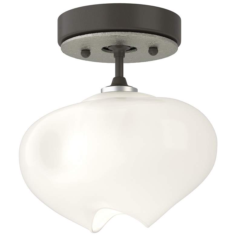 Image 1 Ume 6.3" Wide Sterling Accented Dark Smoke Semi-Flush With Frosted Gla