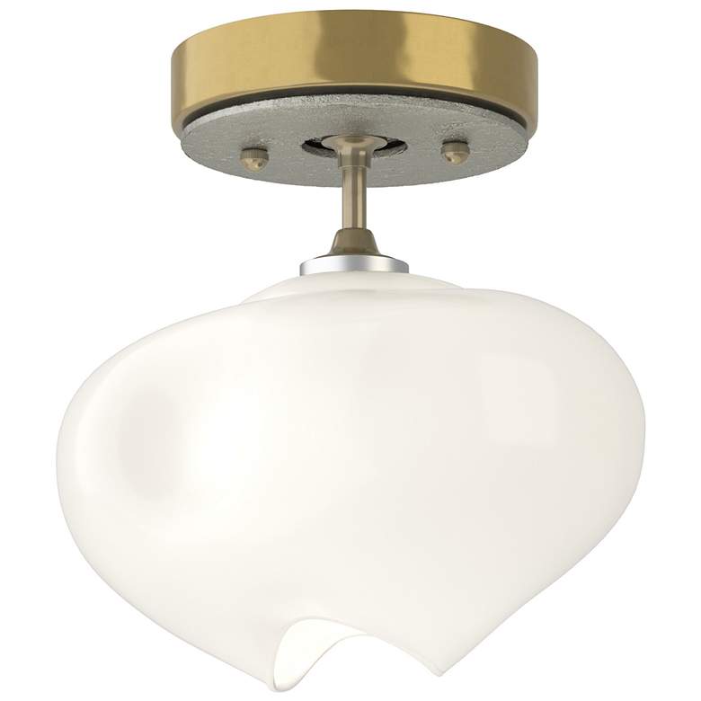 Image 1 Ume 6.3" Wide Sterling Accented Modern Brass Semi-Flush With Frosted G