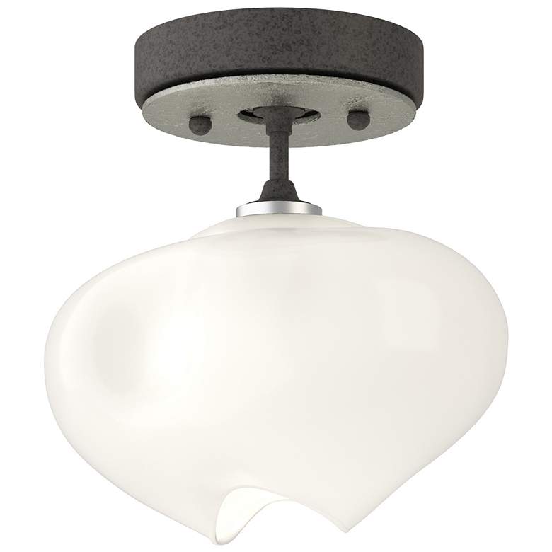 Image 1 Ume 6.3" Wide Sterling Accented Natural Iron Semi-Flush With Frosted G