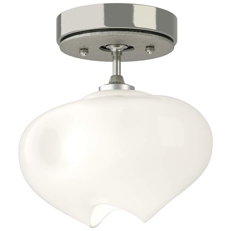 Image 1 Ume 6.3" Wide Sterling Accented Sterling Semi-Flush With Frosted Glass