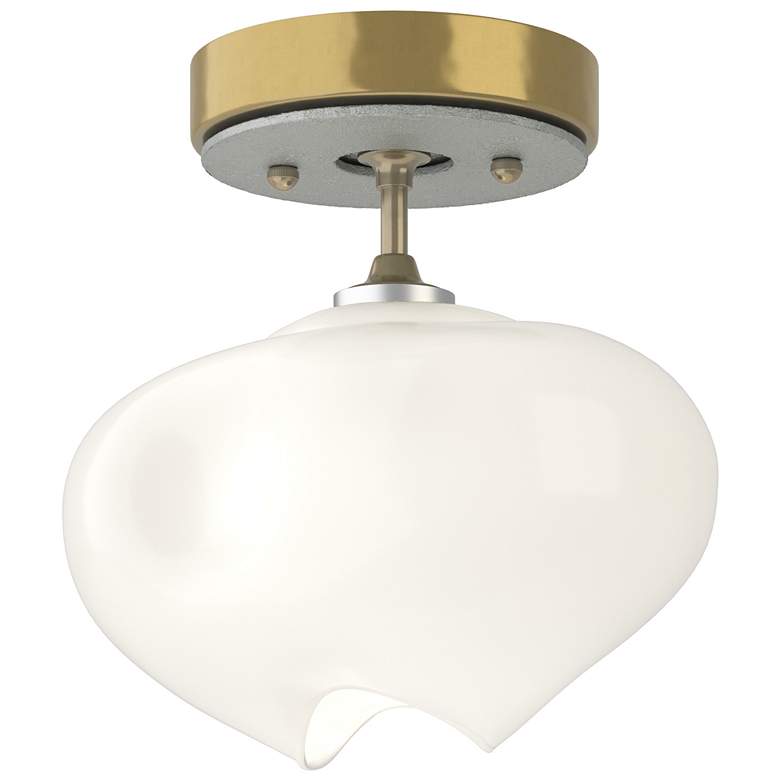 Image 1 Ume 6.3"W Accented Modern Brass Semi-Flush w/ Frosted Glass