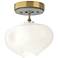 Ume 6.3"W Accented Modern Brass Semi-Flush w/ Frosted Glass
