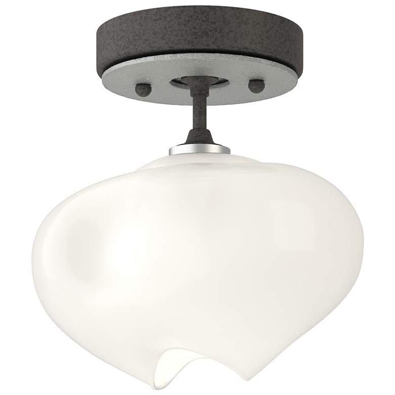 Image 1 Ume 6.3"W Accented Natural Iron Semi-Flush w/ Frosted Glass