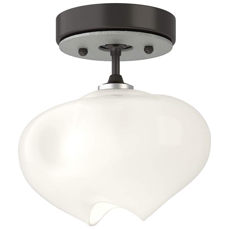 Image 1 Ume 6.3"W Accented Oil Rubbed Bronze Semi-Flush w/ Frosted Glass