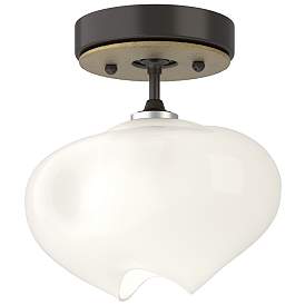 Image1 of Ume 6.3"W Brass Accented Oil Rubbed Bronze Semi-Flush w/ Frosted Glass