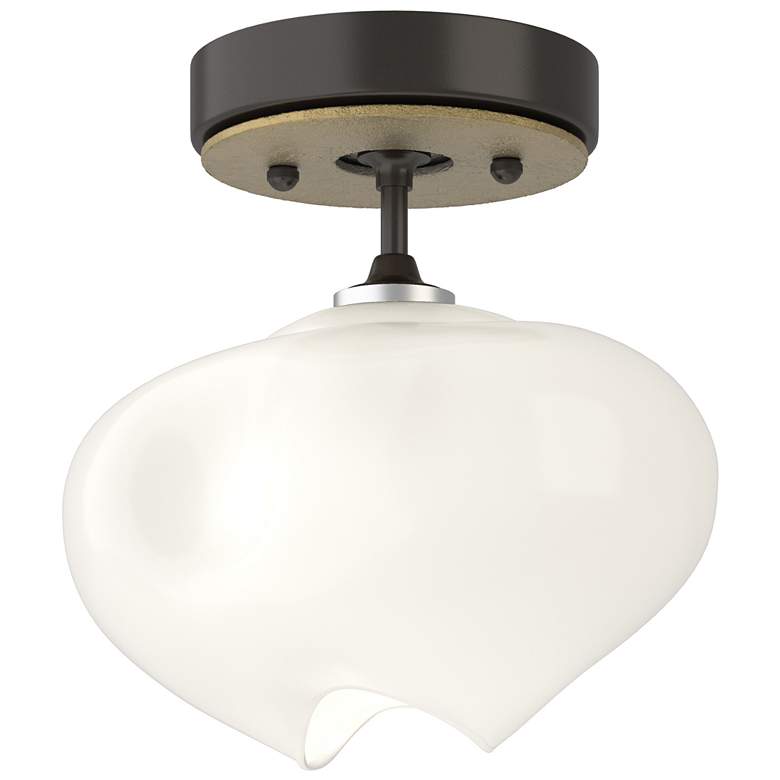 Image 1 Ume 6.3 inchW Brass Accented Oil Rubbed Bronze Semi-Flush w/ Frosted Glass