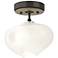 Ume 6.3"W Brass Accented Oil Rubbed Bronze Semi-Flush w/ Frosted Glass