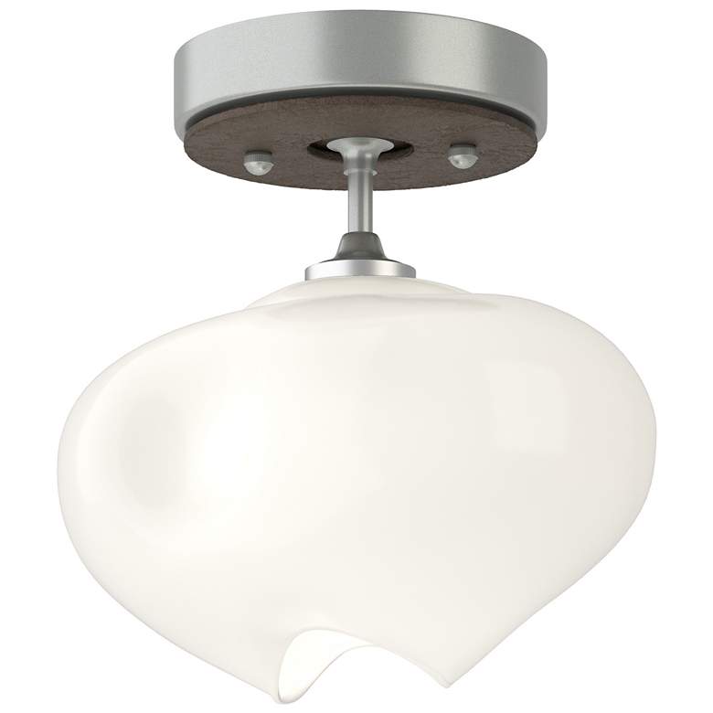 Image 1 Ume 6.3"W Bronze Accented Vintage Platinum Semi-Flush With Frosted Gla