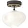 Ume 6.3"W Modern Brass Accented Natural Iron Semi-Flush With Frosted G