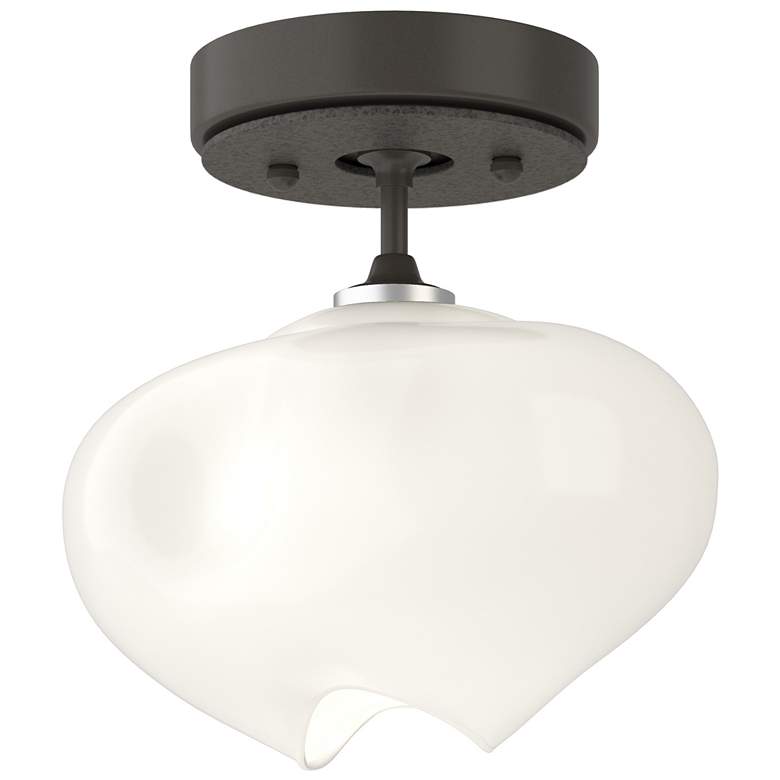 Image 1 Ume 6.3 inchW Natural Iron Accented Dark Smoke Semi-Flush With Frosted Gla