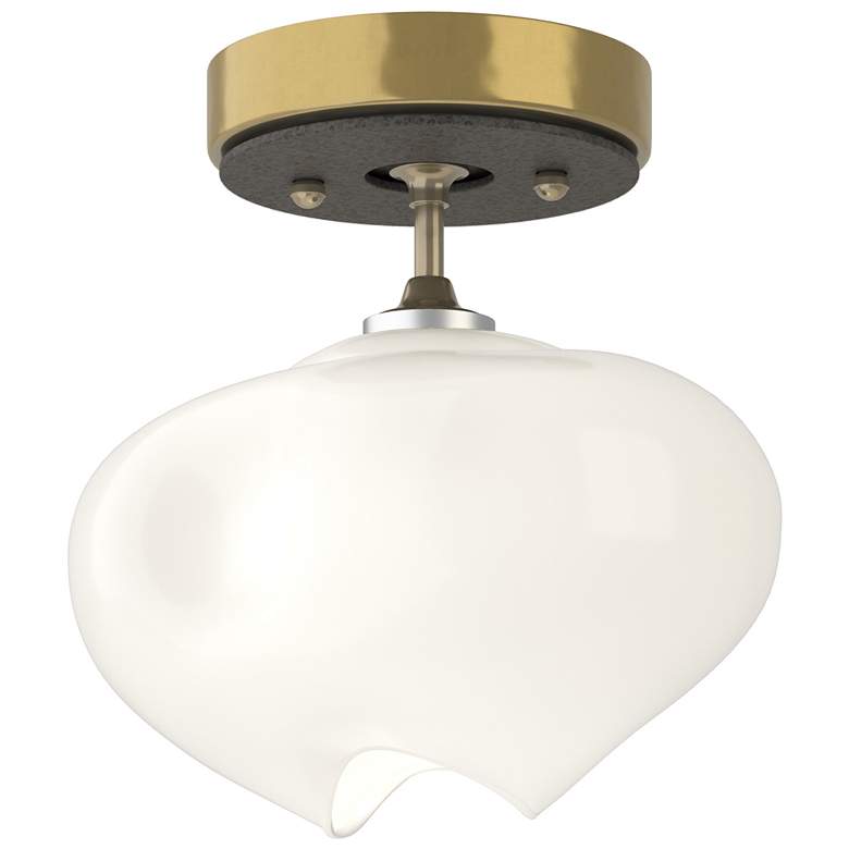 Image 1 Ume 6.3 inchW Natural Iron Accented Modern Brass Semi-Flush With Frosted G