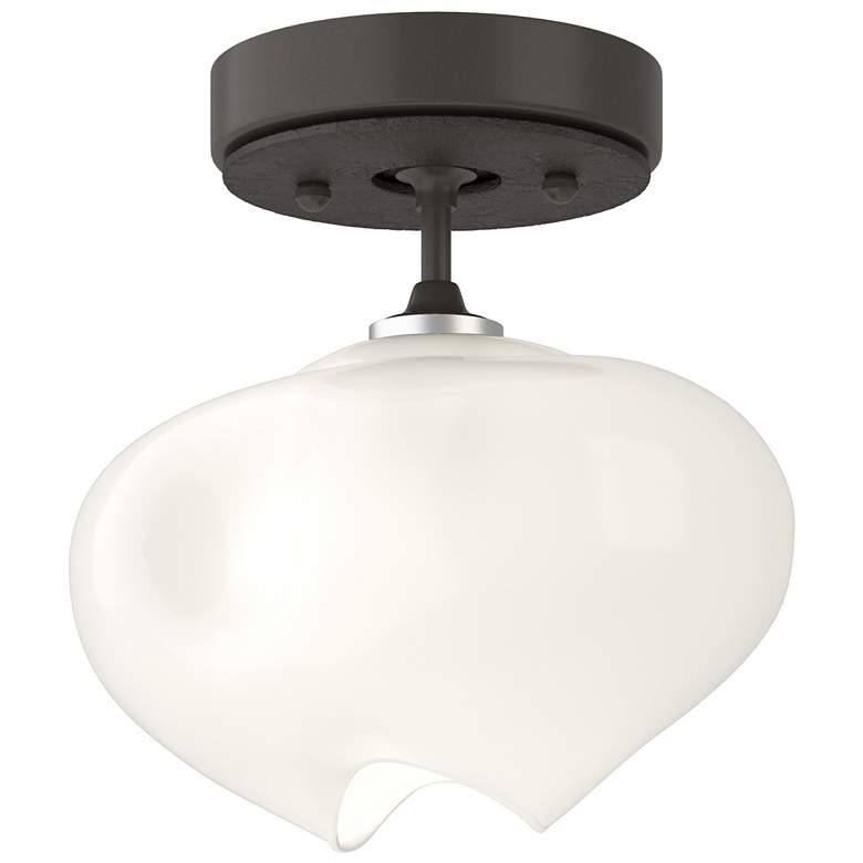 Image 1 Ume 6.3"W Oil Rubbed Bronze Accented Smoke Semi-Flush w/ Frosted Glass