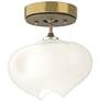 Ume 6.3"W Soft Gold Accented Modern Brass Semi-Flush With Frosted Glas