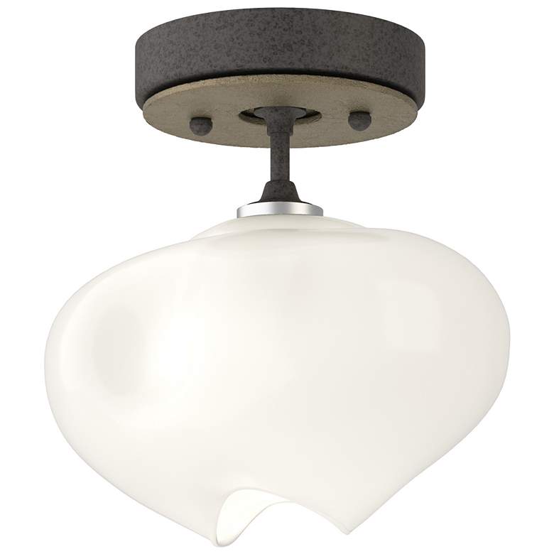 Image 1 Ume 6.3"W Soft Gold Accented Natural Iron Semi-Flush With Frosted Glas