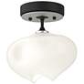 Ume 6.3"W Vintage Platinum Accented Black Semi-Flush With Frosted Glas
