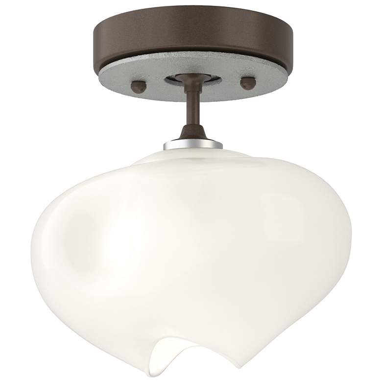 Image 1 Ume 6.3 inchW Vintage Platinum Accented Bronze Semi-Flush With Frosted Gla