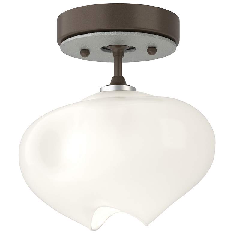 Image 1 Ume 6.3"W Vintage Platinum Accented Bronze Semi-Flush With Frosted Gla