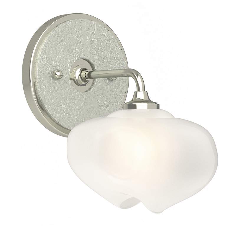 Image 1 Ume 8.5"H Accented Curved Arm Sterling Bath Sconce w/ Frosted Glass S