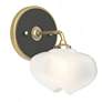 Ume 8.5"H Black Accented Curved Arm Brass Bath Sconce w/ Frosted Shade