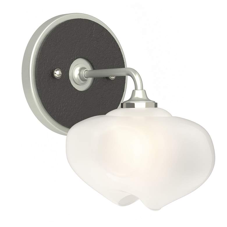 Image 1 Ume 8.5"H Black Accented Curved Arm Platinum Bath Sconce w/ Frosted Sh