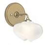 Ume 8.5"H Brass Accented Curved Arm Gold Bath Sconce w/ Frosted Shade