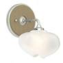 Ume 8.5"H Brass Accented Curved Arm Platinum Bath Sconce w/ Frosted Sh