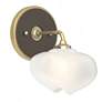 Ume 8.5"H  Bronze Accented Curved Arm Brass Bath Sconce w/ Frosted Sha