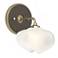 Ume 8.5"H Bronze Accented Curved Arm Gold Bath Sconce w/ Frosted Shade