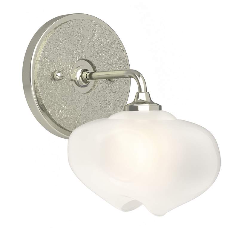 Image 1 Ume 8.5"H Curved Arm Sterling Bath Sconce w/ Frosted Glass Shade