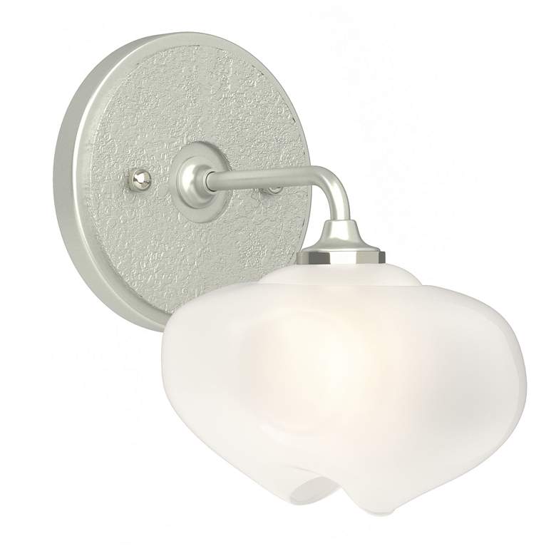 Image 1 Ume 8.5"H Curved Arm Vintage Platinum Bath Sconce w/ Frosted Glass Sh