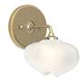 Ume 8.5"H Gold Accented Curved Arm Brass Bath Sconce w/ Frosted Shade