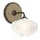 Ume 8.5"H Gold Accented Curved Arm Bronze Bath Sconce w/ Frosted Shade