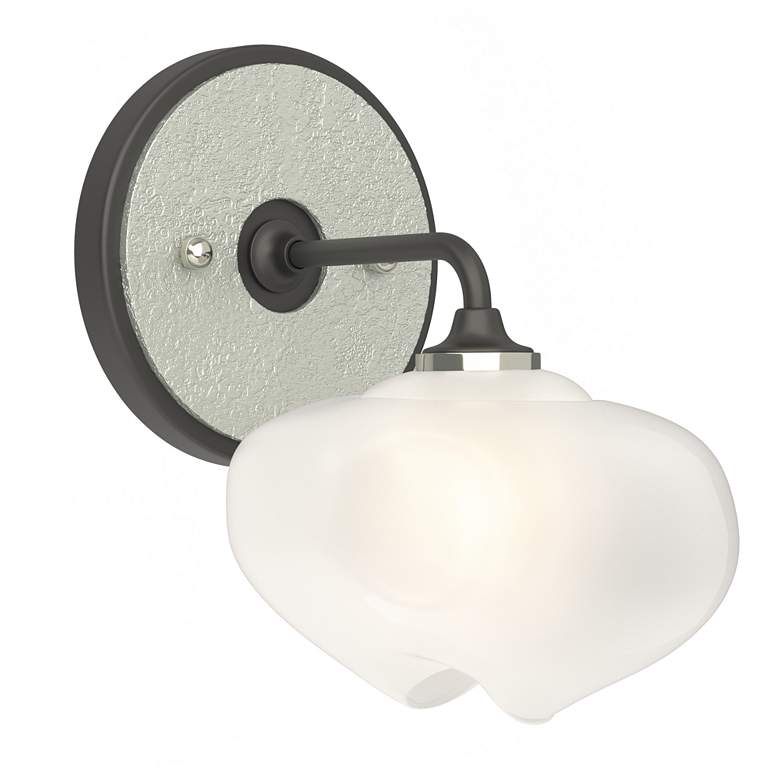 Image 1 Ume 8.5"H Platinum Accented Curved Arm Black Bath Sconce w/ Frosted Sh