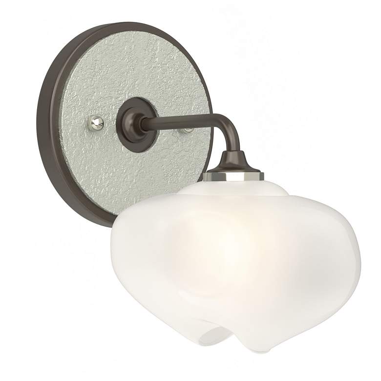 Image 1 Ume 8.5"H Platinum Accented Curved Arm Bronze Bath Sconce w/ Frosted