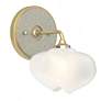 Ume 8.5"H Sterling Accented Curved Arm Brass Bath Sconce w/ Frosted Sh