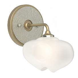 Image1 of Ume 8.5"H Sterling Accented Curved Arm Gold Bath Sconce w/ Frosted Sha