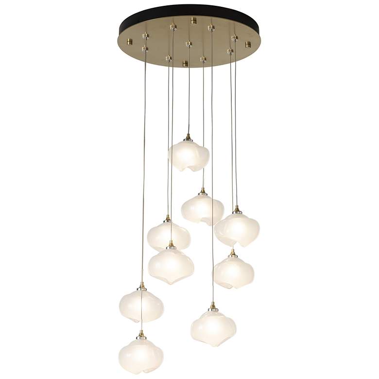 Image 1 Ume 9-Light Round Pendant - Black Finish - Frosted Glass - Standard Height
