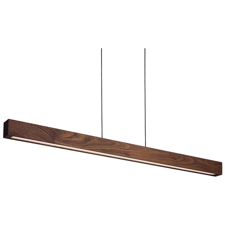 Image 1 Una 66 inch Walnut Uplight &amp; Downlight Dimmable 3000K LED Linear Penda