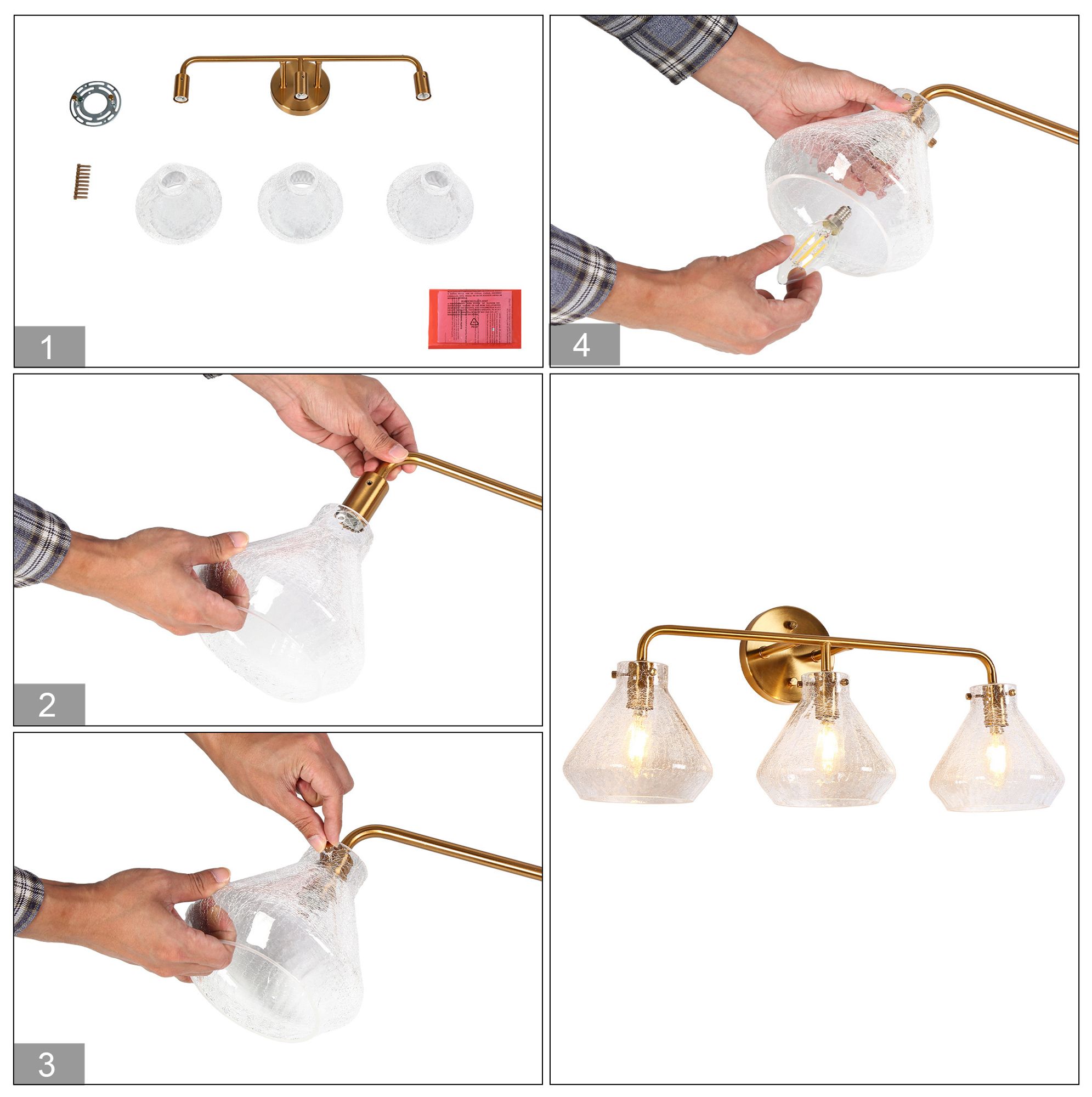 Unavo 3-Light Glass Bath Vanity Light - Made to Order