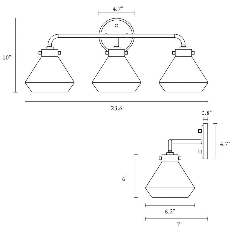 Image 2 Unavo 3-Light Glass Bath Vanity Light more views