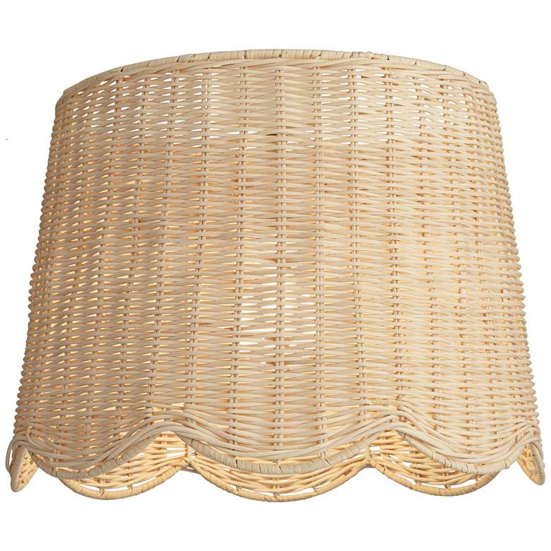 Image 3 Unbleached Rattan Drum Lamp Shade 13x15.5x11.75 (Spider) more views
