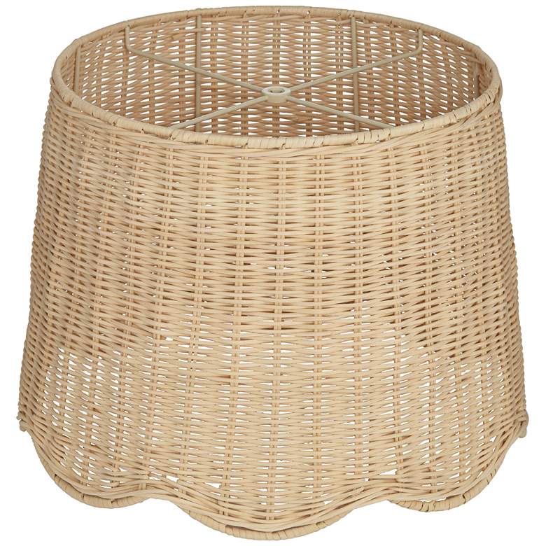 Image 4 Unbleached Rattan Drum Lamp Shade 13x15.5x11.75 (Spider) more views