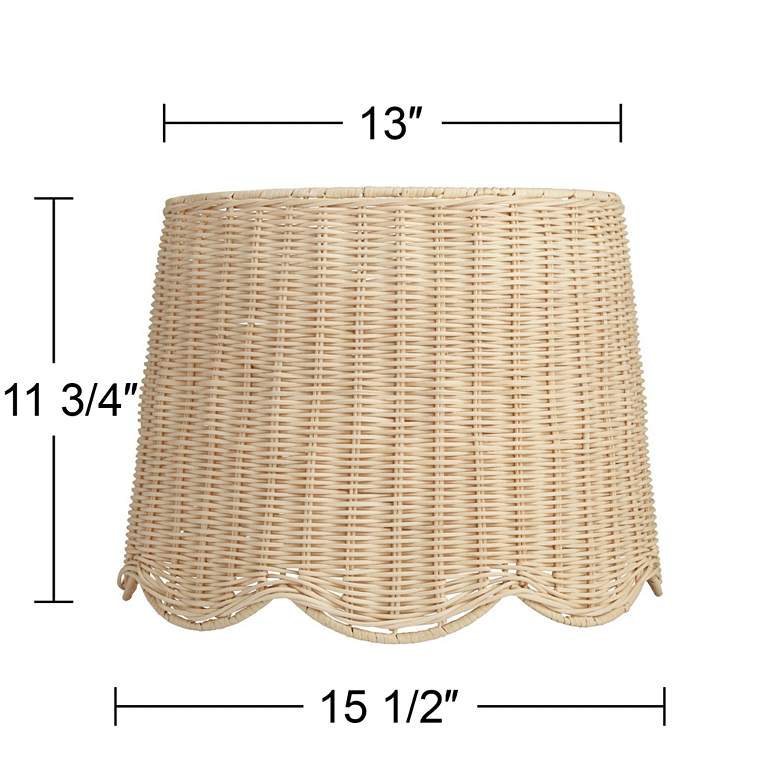 Image 7 Unbleached Rattan Drum Lamp Shade 13x15.5x11.75 (Spider) more views