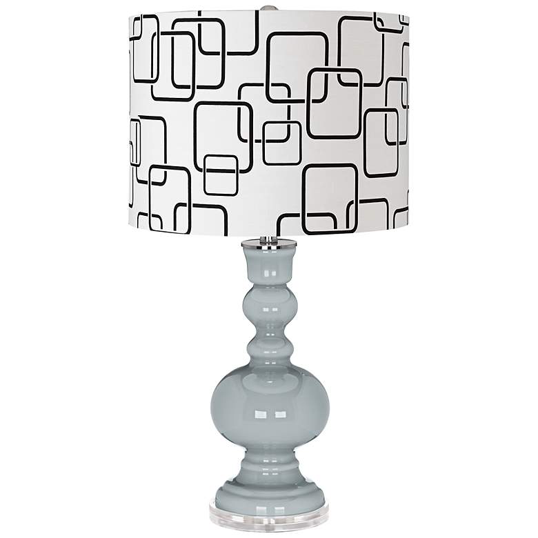 Image 1 Uncertain Gray Abstract Rectangle Shade Apothecary Table Lamp