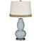 Uncertain Gray Double Gourd Table Lamp with Scallop Lace Trim