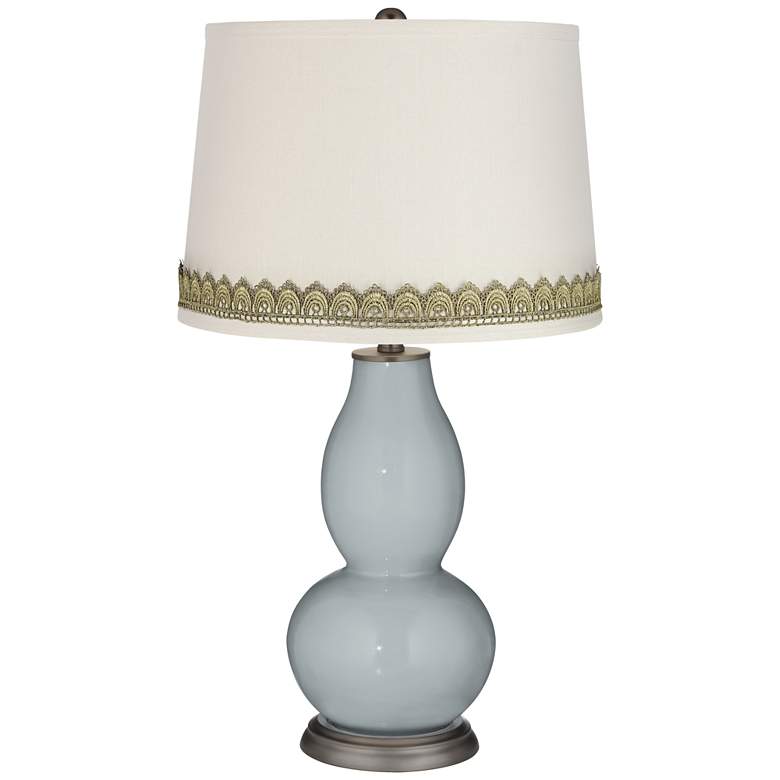Image 1 Uncertain Gray Double Gourd Table Lamp with Scallop Lace Trim